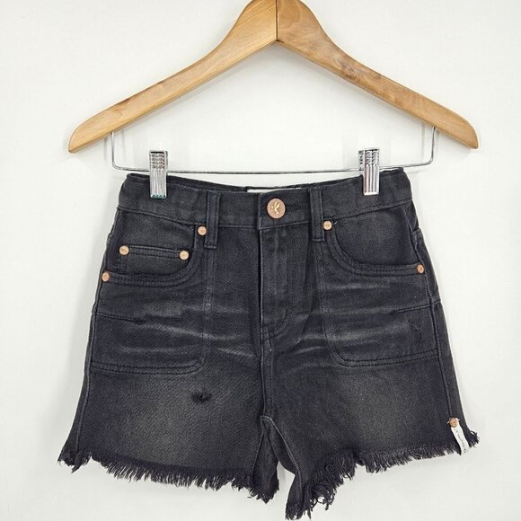 New One Teaspoon Mr Relaxed Straight Leg Denim Shorts Kids 9-10 Black Panther - Picture 4 of 7